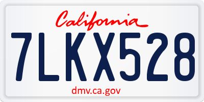CA license plate 7LKX528