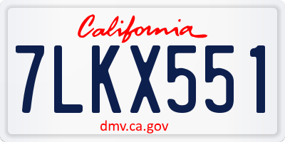 CA license plate 7LKX551