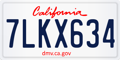 CA license plate 7LKX634