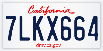 CA license plate 7LKX664