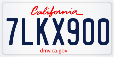 CA license plate 7LKX900