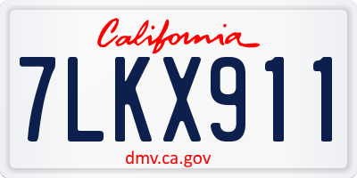 CA license plate 7LKX911