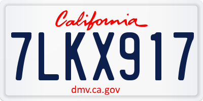 CA license plate 7LKX917