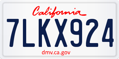 CA license plate 7LKX924