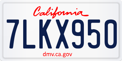 CA license plate 7LKX950