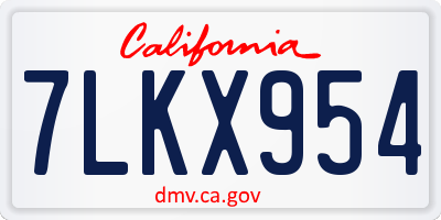 CA license plate 7LKX954