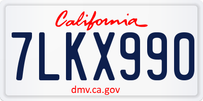 CA license plate 7LKX990
