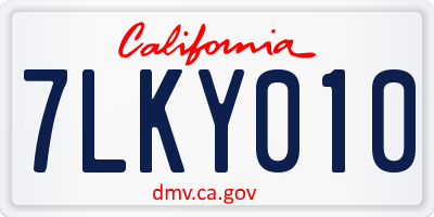 CA license plate 7LKY010