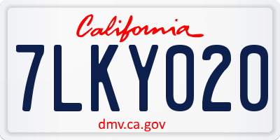 CA license plate 7LKY020