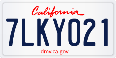 CA license plate 7LKY021
