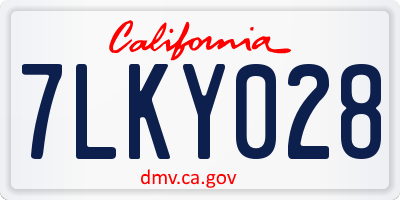 CA license plate 7LKY028