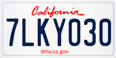 CA license plate 7LKY030