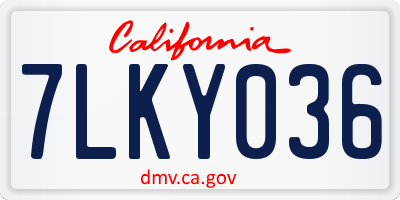 CA license plate 7LKY036