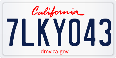 CA license plate 7LKY043