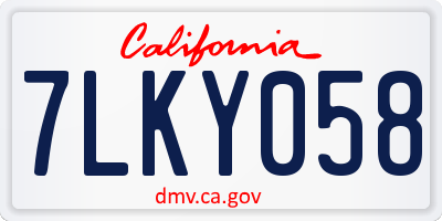 CA license plate 7LKY058