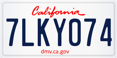 CA license plate 7LKY074