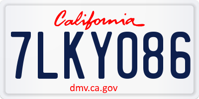 CA license plate 7LKY086