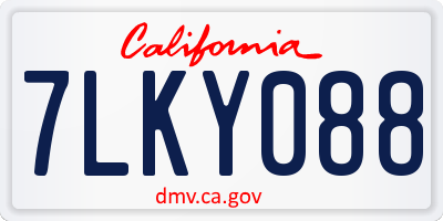 CA license plate 7LKY088