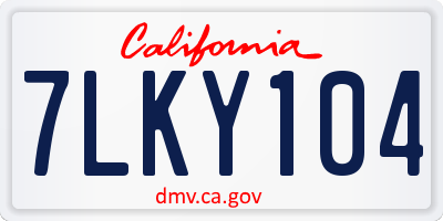 CA license plate 7LKY104