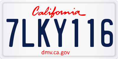 CA license plate 7LKY116