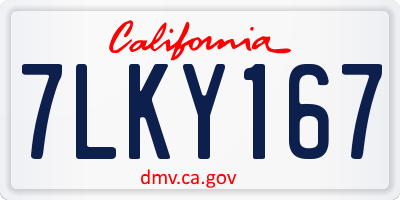 CA license plate 7LKY167