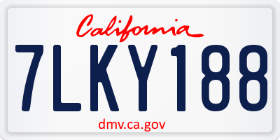 CA license plate 7LKY188