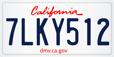 CA license plate 7LKY512