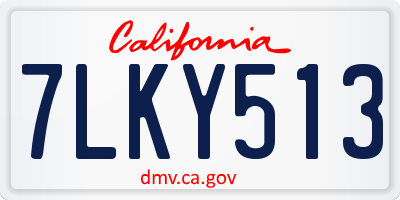 CA license plate 7LKY513