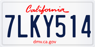 CA license plate 7LKY514