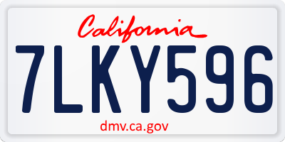 CA license plate 7LKY596