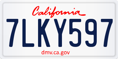 CA license plate 7LKY597