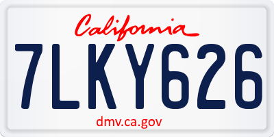 CA license plate 7LKY626