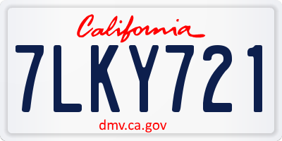 CA license plate 7LKY721