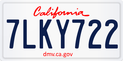 CA license plate 7LKY722