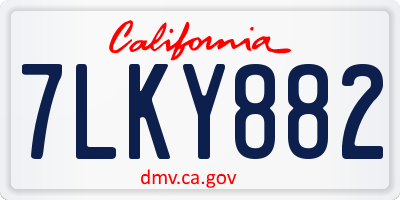 CA license plate 7LKY882