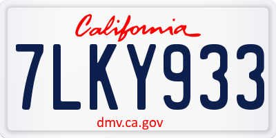 CA license plate 7LKY933
