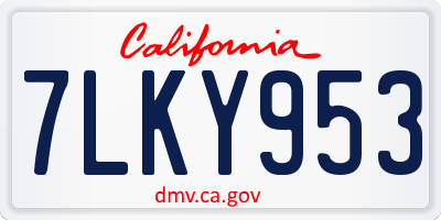 CA license plate 7LKY953