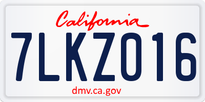 CA license plate 7LKZ016