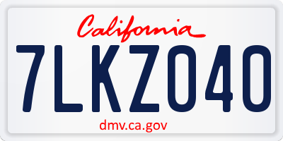 CA license plate 7LKZ040