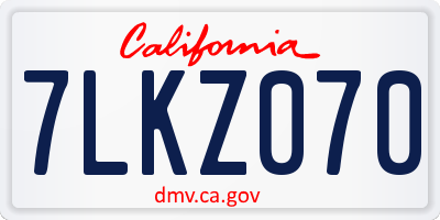 CA license plate 7LKZ070
