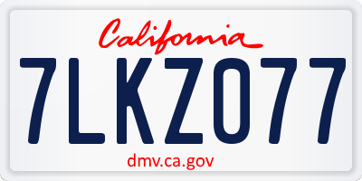 CA license plate 7LKZ077