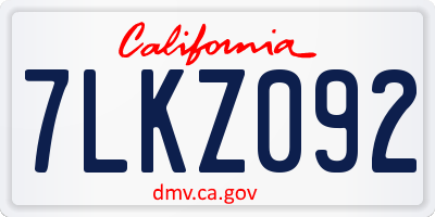 CA license plate 7LKZ092