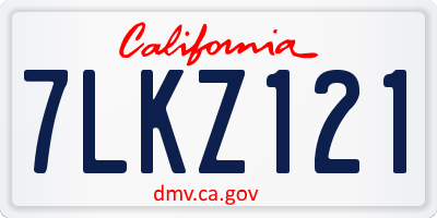CA license plate 7LKZ121