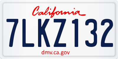 CA license plate 7LKZ132