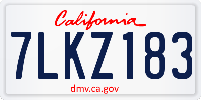 CA license plate 7LKZ183