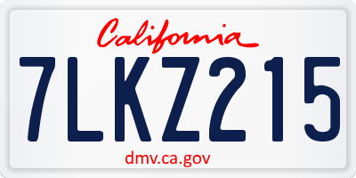CA license plate 7LKZ215