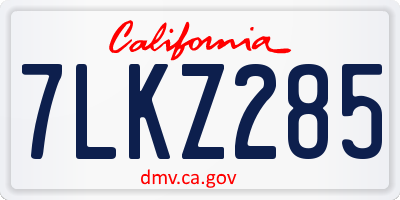 CA license plate 7LKZ285