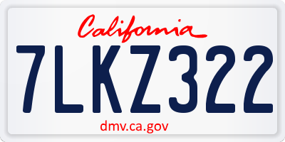 CA license plate 7LKZ322