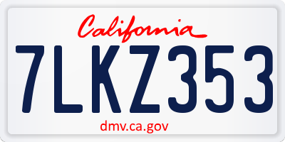 CA license plate 7LKZ353