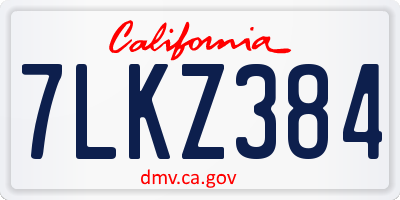 CA license plate 7LKZ384